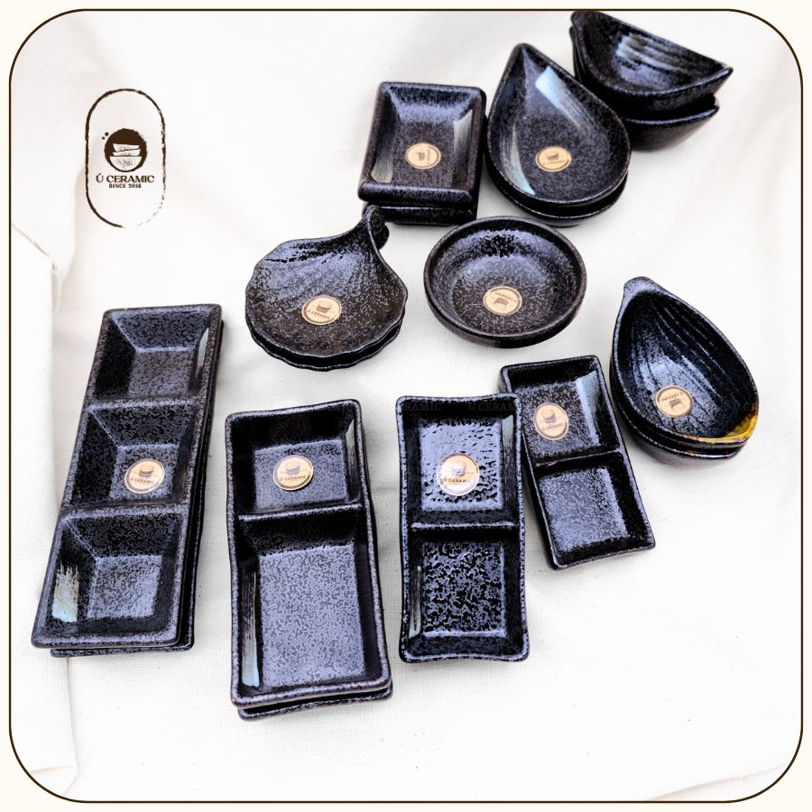 Bộ Bàn Ăn Men Đen Vệt Cọ