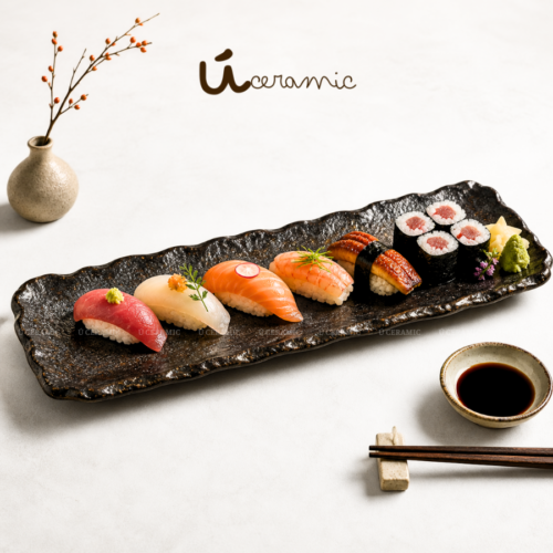 Dĩa Chữ Nhật Đựng Sushi Roll