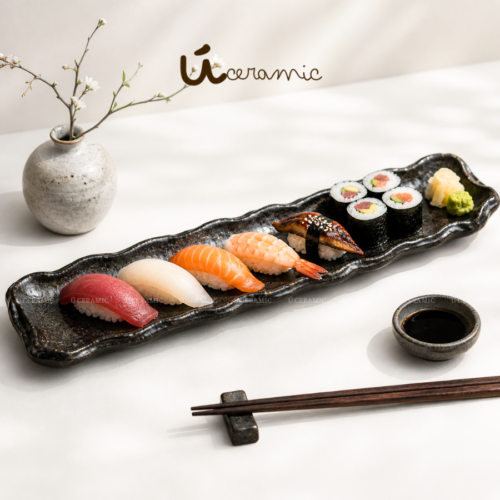Dĩa Chữ Nhật Đựng Sushi Roll