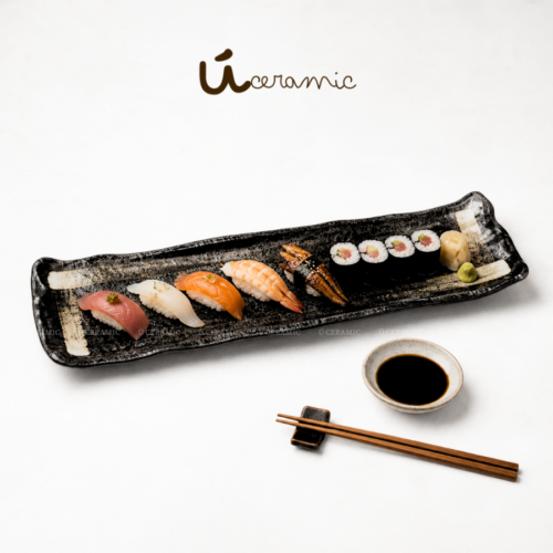 Dĩa Chữ Nhật Đựng Sushi Roll